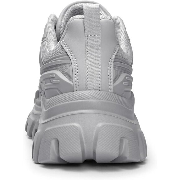 ?Women Grey Chunky Fashion Sneakers Bold Lace-Up Comfortable Sneakers - Picture 4 of 7